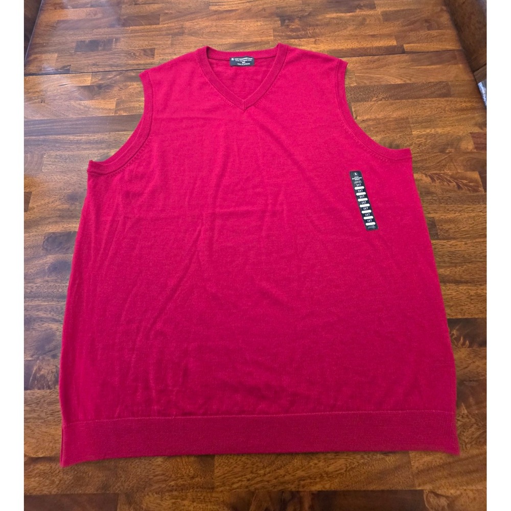 Hart Schaffner Marx Extra Fine Merino Wool V-Neck Sweater Vest Red 3XLT 046